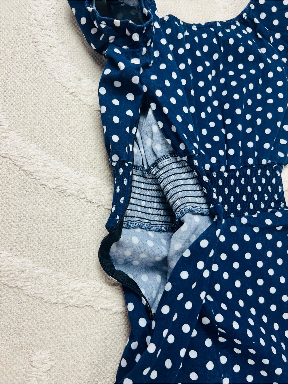 Polka Dot Navy and White Dress – M | Retro-Inspired - Picture 9 of 15